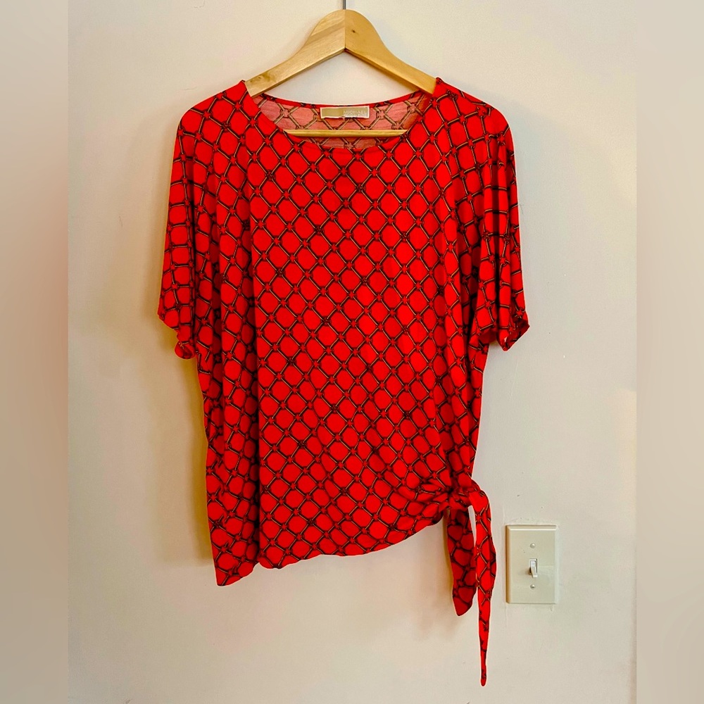 Michael Kors Orange Top with Side Tie Size L/XL
